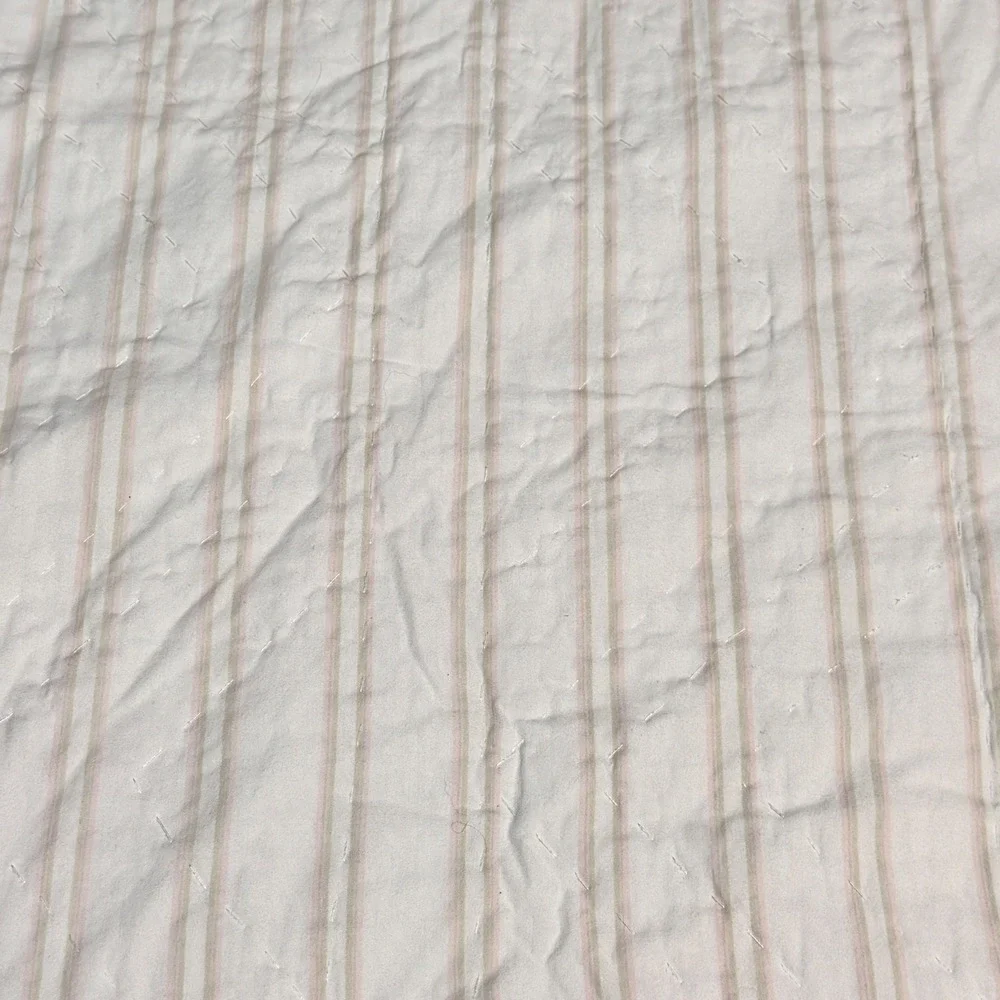 Simply Shabby Chic Dainty Floral Stripe  Reversible Cotton Quilt Pink Satin Trim